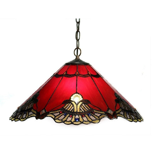 Halisca Tiffany Style Pendant Lamp - Red - Serene Home Creation