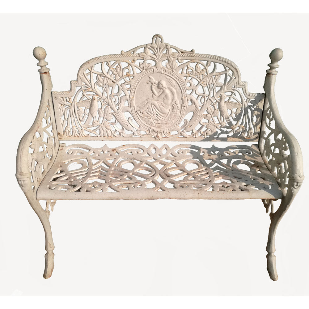 Cameo Cast Iron Bench Anti-White - Serene Home Creation