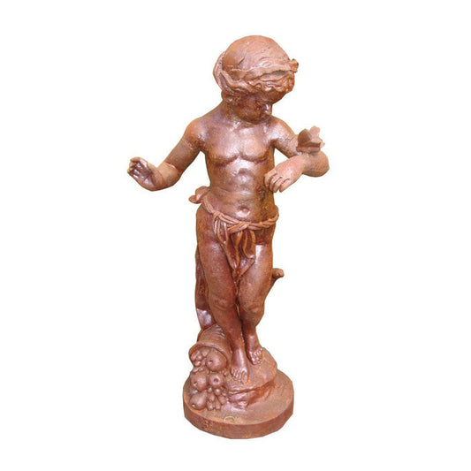 Cast Iron Cherub With Butterfly Statue - Serene Home Creation