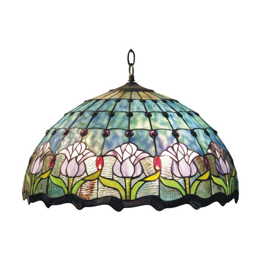 Tulip Tiffany Style Pendant Lamp - Mauve - Serene Home Creation