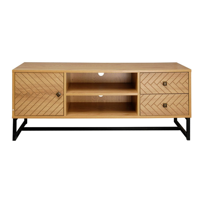 Milan Herringbone Pattern Entertainment Tv Unit - Serene Home Creation