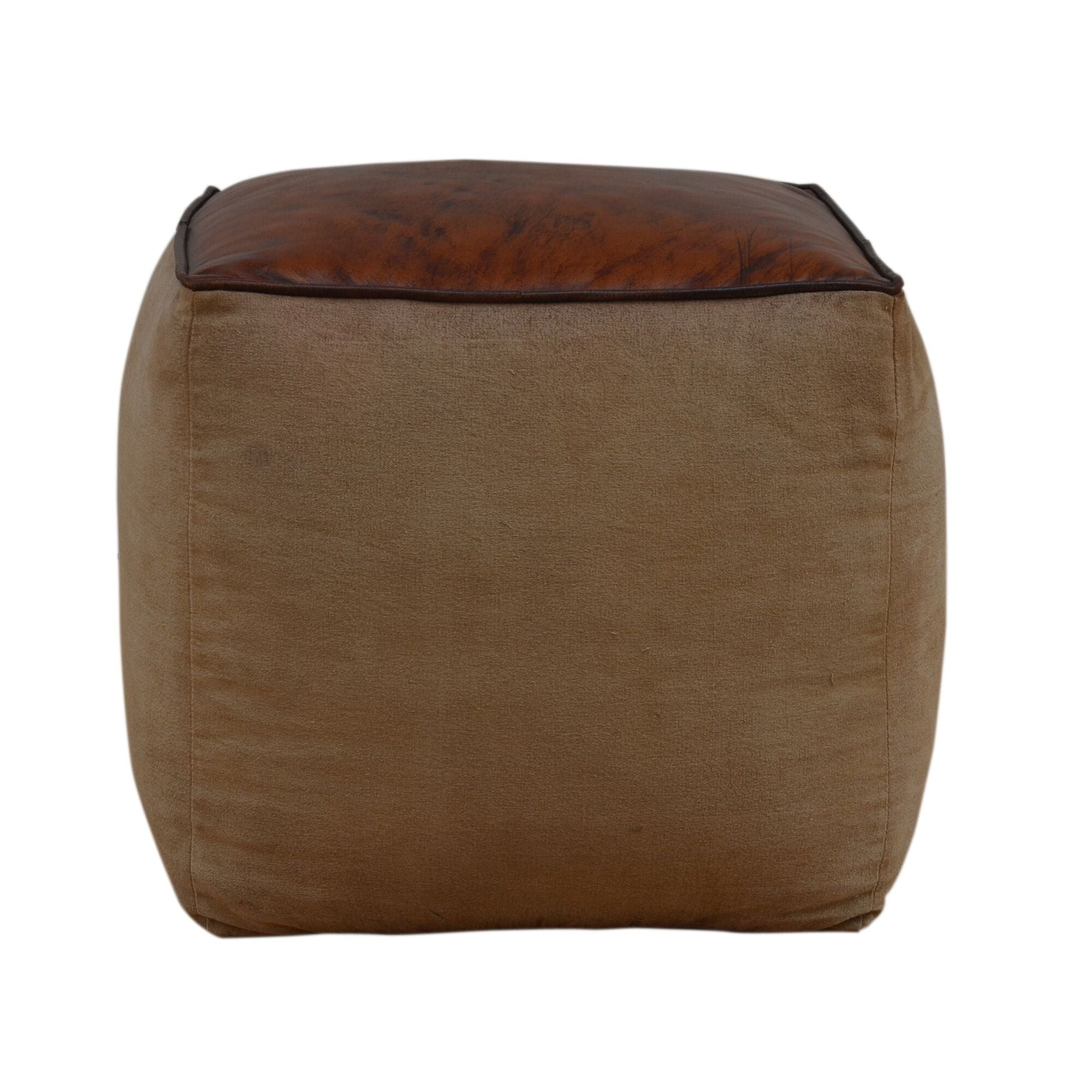 Charleston Polo Leather Top Square Ottoman - Notbrand