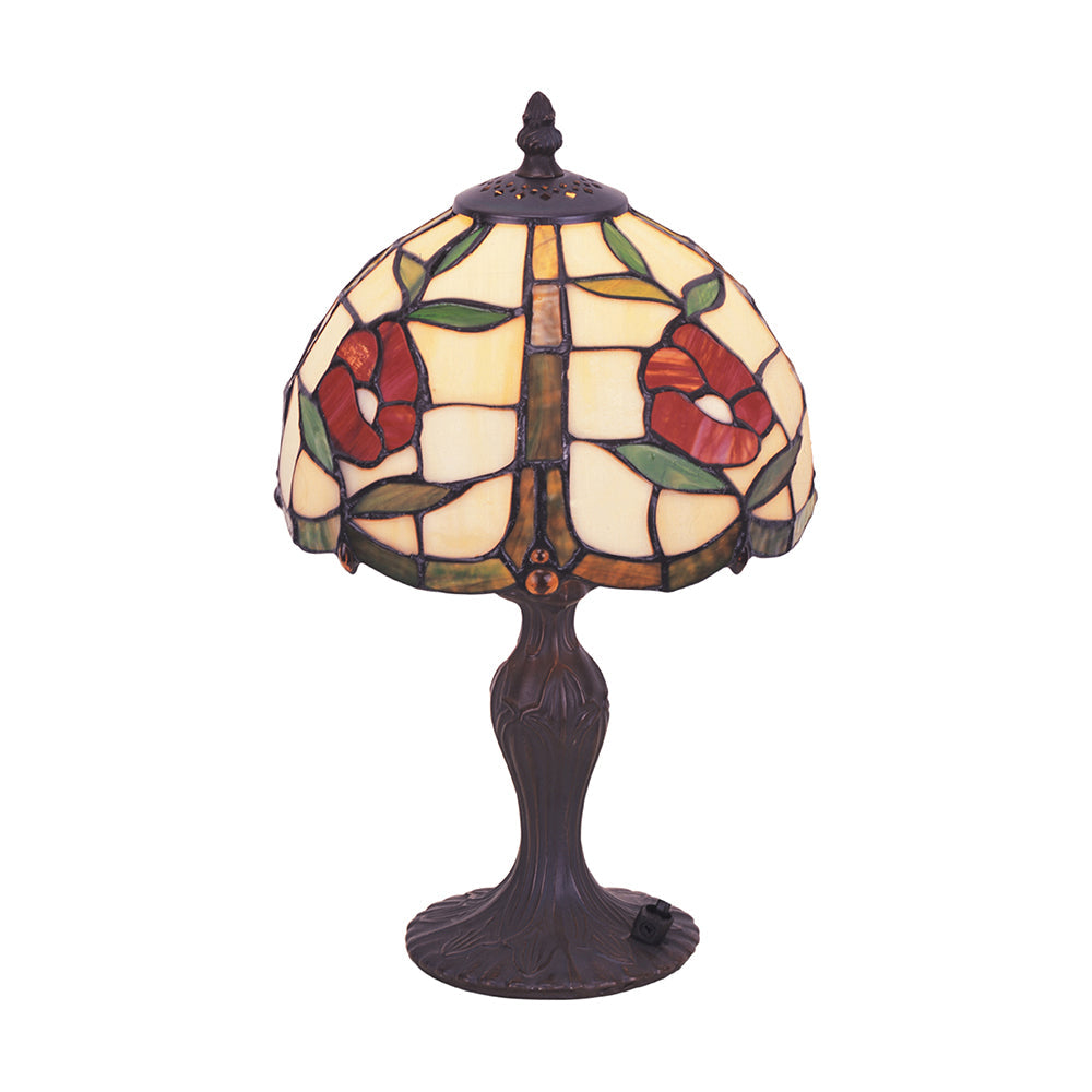 Saros Poppy Tiffany Style Table Lamp - Serene Home Creation