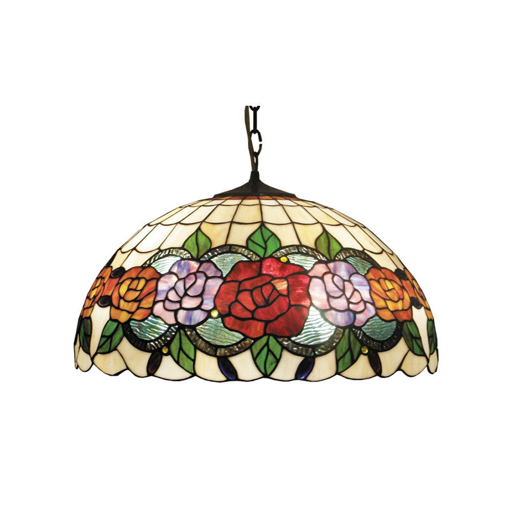 Rose Tiffany Style Pendant Lamp - Red - Serene Home Creation