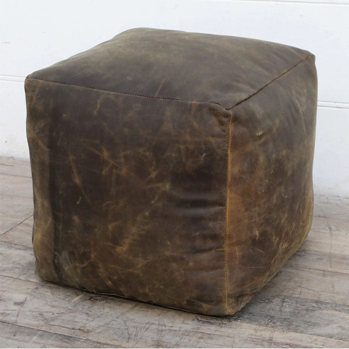 Vintage Leather Ottoman - Notbrand