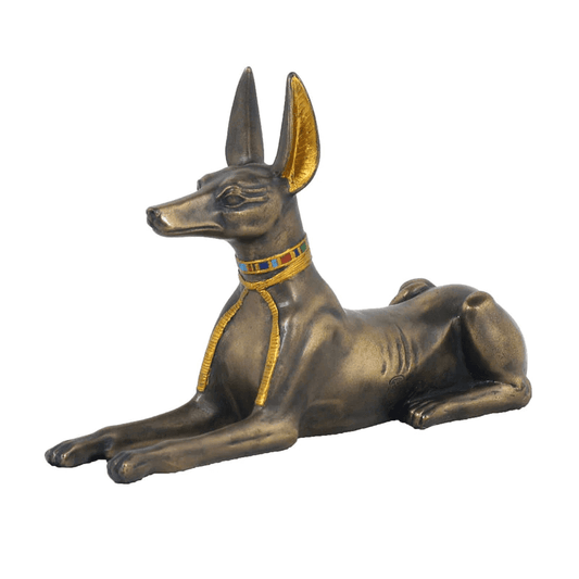 Veronese Cold Cast Bronze Egyptian Lying Anubis Figurin - Notbrand