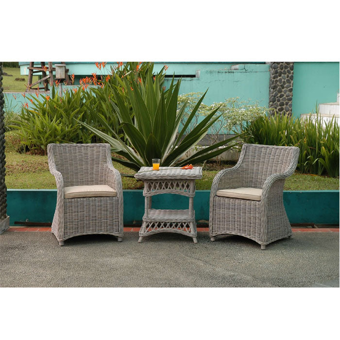 3 Piece Roma Natural KUBU Aged Wicker Set - Serene Home Creation