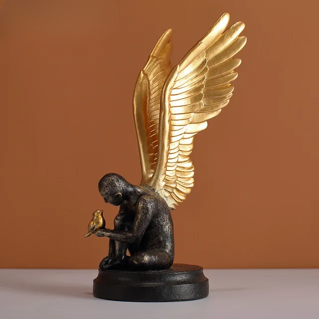 Winged Angel Sculpture Golden & Silver - Notbrand