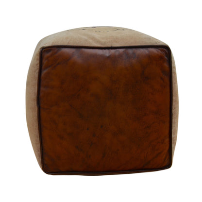 Charleston Polo Leather Top Square Ottoman - Notbrand